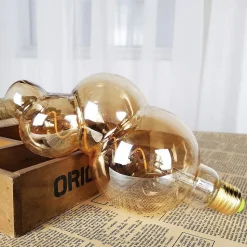 Ampoule filament LED BB100 4W Dimmable 2200K E27, Ampoule Globe Style Spirale Vintage décorative en verre ambré