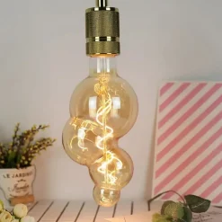 Ampoule filament LED BB100 4W Dimmable 2200K E27, Ampoule Globe Style Spirale Vintage décorative en verre ambré