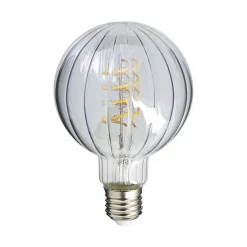 Ampoule Filament LED déco verre ciselé G95, culot E27, 240 Lumens, conso. 3W (equivalence 25W), Blanc chaud