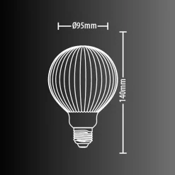 Ampoule Filament LED déco verre ciselé G95, culot E27, 240 Lumens, conso. 3W (equivalence 25W), Blanc chaud