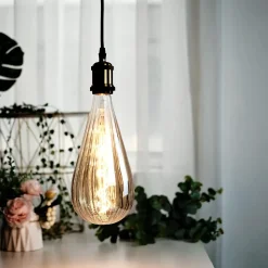 Ampoule filament LED ST125 4W Dimmable 2200K E27, Ampoule Globe Goutte de Pluie Vintage décorative en verre ambré
