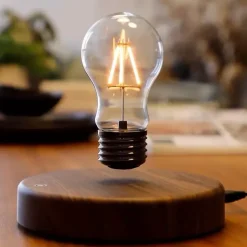 Ampoule Flottante LED avec Socle Bois