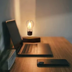 Ampoule Flottante LED avec Socle Bois