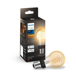 Ampoule LED à filament connectée Philips Hue E27 IP20 580lm 9W blanc doux
