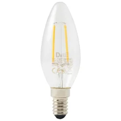 Ampoule LED à filament flamme E14 250lm 1.8W = 25W Ø3.5cm Diall blanc chaud