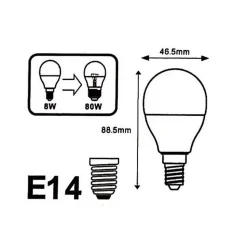 Ampoule LED - SILUMEN - E14 G45 - Blanc Neutre 4200k - 5500k - 8W - 800 lumens - 300