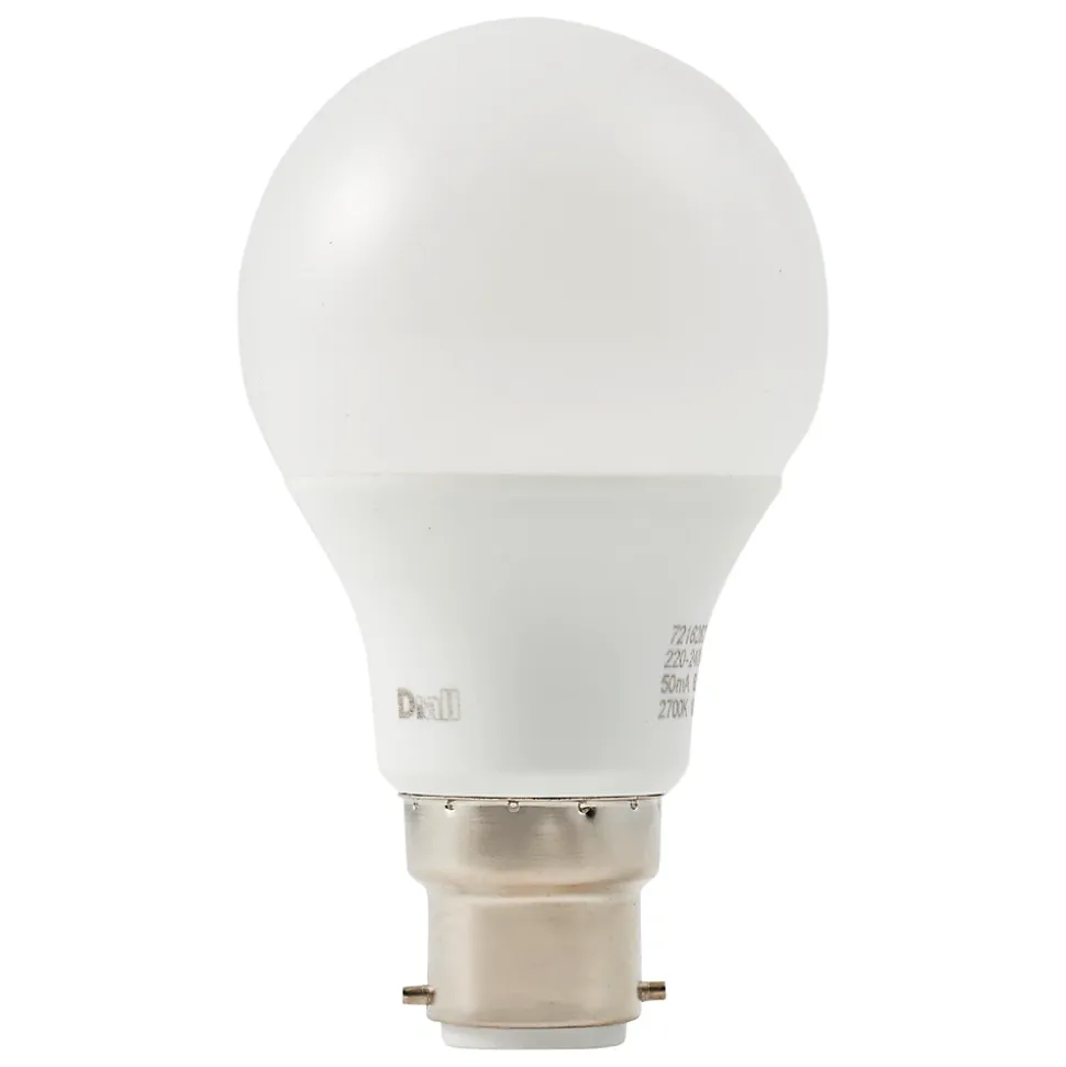 Ampoule LED A60 B22 806lm 7.3W = 60W Ø6cm Diall blanc neutre