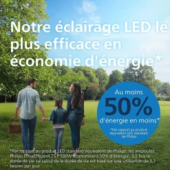 Ampoule LED A60 E27 1535lm=100W blanc chaud Philips ⌀6 cm transparent