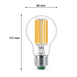 Ampoule LED A60 E27 1535lm=100W blanc chaud Philips ⌀6 cm transparent