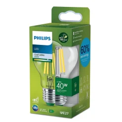 Ampoule LED A60 E27 485lm=40W blanc froid Philips ⌀6 cm transparent