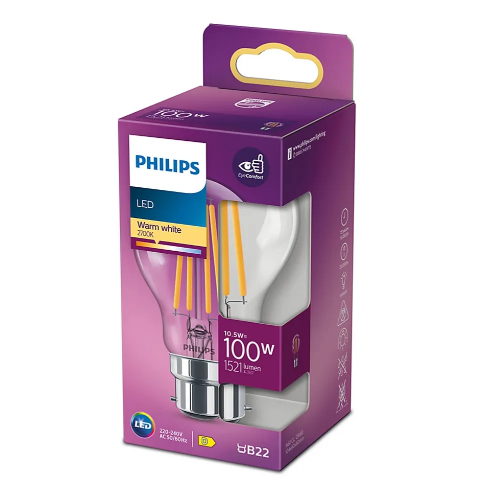 Ampoule LED B22 A60 1521lm 10.5W IP20 blanc chaud Philips