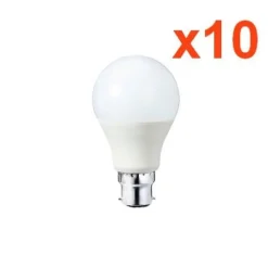 Ampoule LED B22 9W 220V A60 180 degrés (Pack de 10) - Blanc Froid 6000K - 8000K - SILAMP