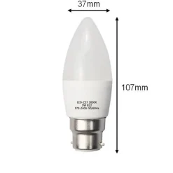 Ampoule LED B22 6W 220V C37 180 degrés - Blanc Froid 6000K - 8000K - SILAMP