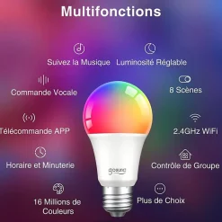 Ampoule LED Connectée B22 8W WiFi RGBW - SILAMP