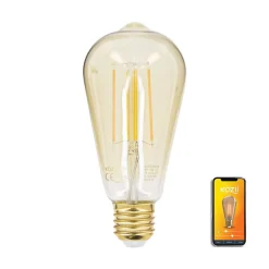 Ampoule LED connectée KOZii, éclairage multi-blancs, Filament E27 ST64 au verre ambré, 4,9W cons. Variation de luminosité