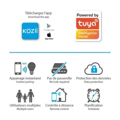 Ampoule LED connectée KOZii, éclairage multi-blancs, Filament E27 ST64 au verre ambré, 4,9W cons. Variation de luminosité