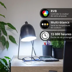 Ampoule LED connectée KOZii, éclairage multi-blancs (2700 à 6500 kelvins), flamme, culot E14, conso. 6W, , 400 LM, angle 180