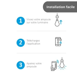 Ampoule LED connectée KOZii, éclairage multi-blancs, Filament E27 G125 au verre ambré, 5,5W cons. Variation de luminosité