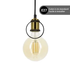 Ampoule LED connectée KOZii, éclairage multi-blancs, Filament E27 G125 au verre ambré, 5,5W cons. Variation de luminosité