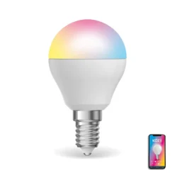 Ampoule LED connectée KOZii, éclairage blancs + couleurs, E14 P45 Opaque 6W Variation de couleur et luminosité