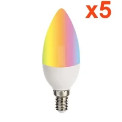 Ampoule LED Connectée WiFi E14 5.5W RGBW C37 (Pack de 5) - SILAMP