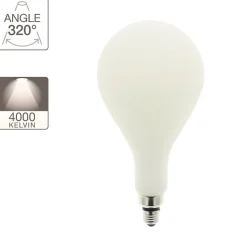 Ampoule LED déco éclairante Poire Opaline au verre lacté, culot E27, 24W cons. (185W eq.), 3200 lumens, lumière blanc neutre