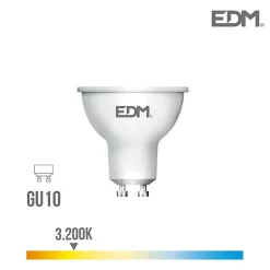 Ampoule LED Dichroïque GU10 8W 600lm 3200K - EDM - Lumière chaude - Classe énergétique A+