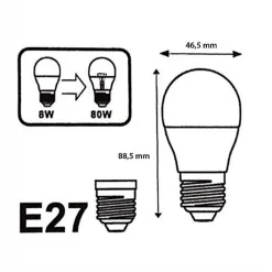 Ampoule LED E27 - Silumen - G45 - 8W - Blanc Chaud 2300K - Pack de 10