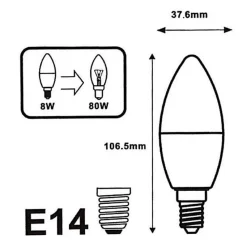 Ampoule LED E14 - SILUMEN - 8W - Blanc Chaud 2300K - Pack de 5 - C37 180