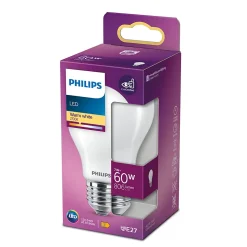 Ampoule LED E27 A60 806lm 7W = 60W IP20 blanc chaud Philips