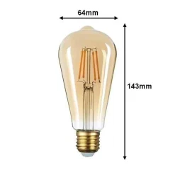 Ampoule LED E27 Filament 6W ST64 Edison - Blanc Chaud 2300K - 3500K - SILAMP
