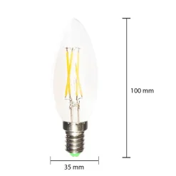 Ampoule LED E14 Filament 6W 220V C35 COB 360 degrés - Blanc Neutre 4000K - 5500K - SILAMP