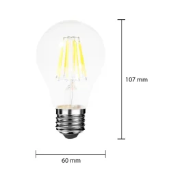 Ampoule LED E27 Filament 8W 220V COB A60 360degrés - Blanc Neutre 4000K - 5500K - SILAMP