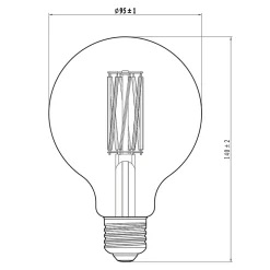 Ampoule LED E27 globe Ø9.5cm filament 806lm=60W blanc chaud Eco Jacobsen