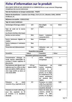 Ampoule LED E27 IP20 A60 4,5W 470lm blanc froid Philips Ø10cm