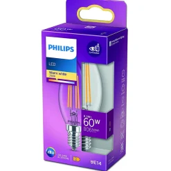 Ampoule LED E14 (SES) B35 CL 806lm 6.5W = 60W IP20 blanc chaud Philips