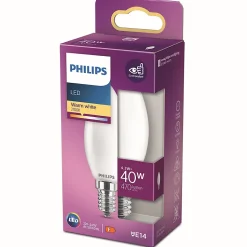 Ampoule LED E14 (SES) flamme dépolie 470lm 4.3W = 40W IP20 blanc chaud Philips