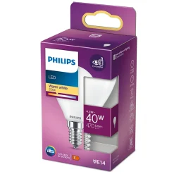 Ampoule LED E14 (SES) standard dépolie 470lm 4.3W = 40W IP20 blanc chaud Philips