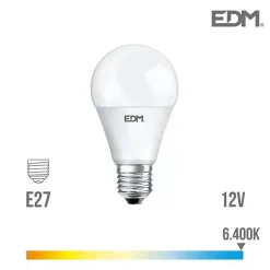 Ampoule LED E27 12V 10W Ronde A60 équivalent à 60W - Blanc du Jour 6400K