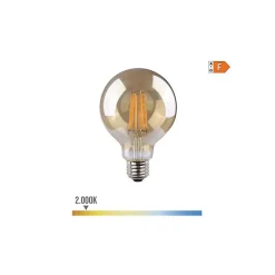 Ampoule LED E27 8W Globe G125 équivalent à 55W - Très Blanc Chaud 2000K
