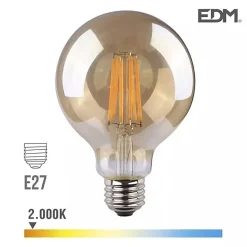 Ampoule LED E27 8W Globe G125 équivalent à 55W - Très Blanc Chaud 2000K