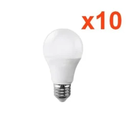 Ampoule LED E27 9W 220V A60 180 degrés (Pack de 10) - Blanc Chaud 2300K - 3500K - SILAMP