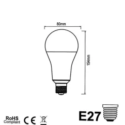 Ampoule LED E27 20W 220V A80 - Silumen - Blanc Chaud - Forme Standard