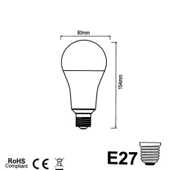 Ampoule LED E27 20W 220V A80 (Pack de 50) - Blanc Neutre 4000K - 5500K - SILAMP