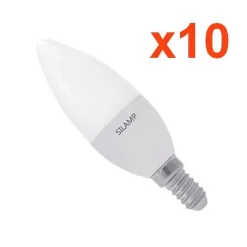 Ampoule LED E14 8W 220V C37 180 degrés (Pack de 10) - Blanc Chaud 2300K - 3500K - SILAMP