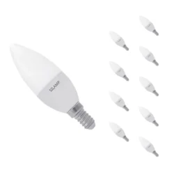 Ampoule LED E14 8W 220V C37 180 degrés (Pack de 10) - Blanc Chaud 2300K - 3500K - SILAMP