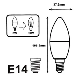 Ampoule LED E14 8W 220V C37 180 (Pack de 10) - Blanc Neutre 4200k - 5500k - SILUMEN