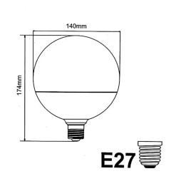 Ampoule LED E27 25W 220V G140 300 degrés Globe - Blanc Froid 6000K - 8000K - SILAMP