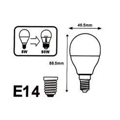 Ampoule LED E14 8W 220V G45 300 degrés (Pack de 5) - Blanc Chaud 2300K - 3500K - SILAMP