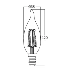 Ampoule LED Filament E14 C35T 4W 3000K 470lm
